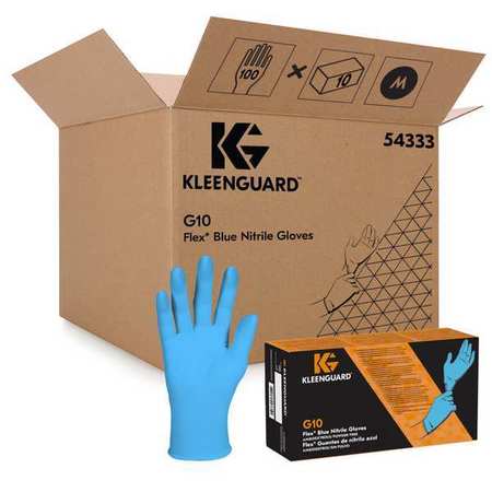 KLEENGUARD Disposable Gloves, Nitrile, Blue, M ( 8 ), 100 PK 54333