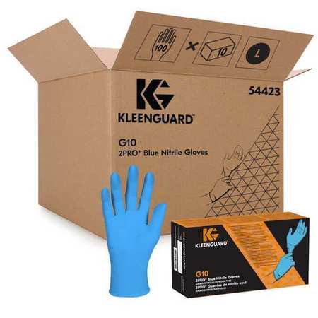 KLEENGUARD Disposable Gloves, Nitrile, Blue, L ( 8 1/2 ), 100 PK 54423