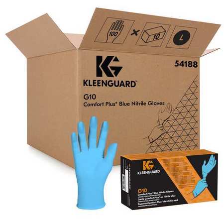 KLEENGUARD Disposable Gloves, Nitrile, Blue, L ( 9 ), 100 PK 54188