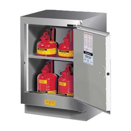 JUSTRITE Cabinet, 15 gal, Flammable, Silver 882404