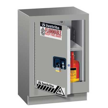 JUSTRITE Cabinet, 15 gal, Flammable, Silver 882414