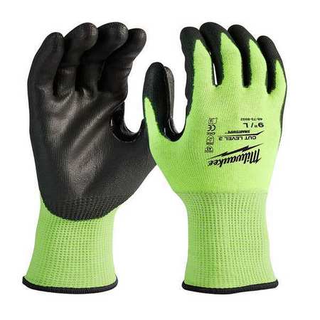 MILWAUKEE TOOL Level 1 Cut Resistant High Visibility Polyurethane Dipped Gloves - Large (12 pair) 48-73-8912B