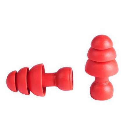MILWAUKEE TOOL Reusable Silicone Replacement Banded Flanged Ear Plugs, Flanged Shape, 26 dB, Red, 5 PK 48-73-3205
