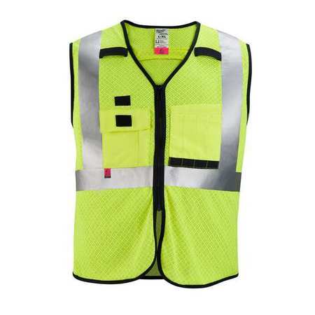 MILWAUKEE TOOL Arc-Rated/Flame-Resistant Cat 1 Class 2 High Visibility Yellow Mesh Safety Vest - Small/Medium 48-73-5201