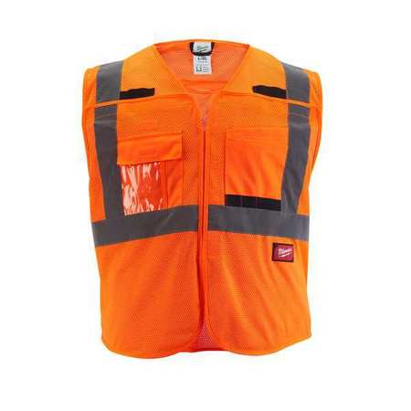 Milwaukee Tool Class 2 Breakaway High Visibility Orange Mesh Safety Vest - 2X-Large/3X-Large 48-73-5127