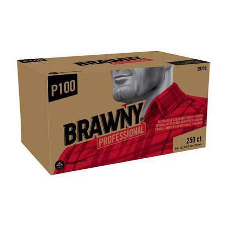 Brawny Brawny Professional Dry Wipe, 1 Ply, 250 Sheets, No Roll, White, 24 PK 29230