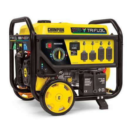 Champion Power Equipment Portable Generator, Gasoline/Natural Gas/Propane, 8,000 W Rated, 10,000 W Surge, 120/240V AC 100416