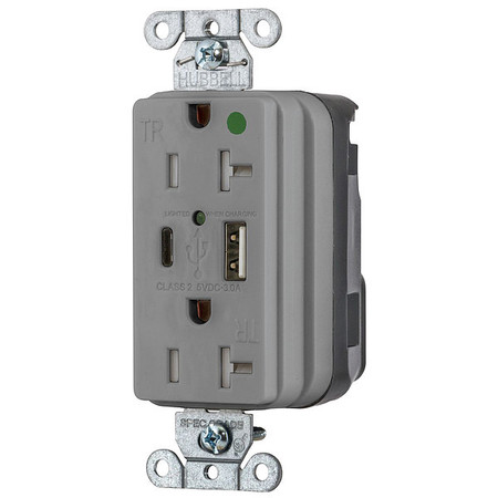 HUBBELL USB Receptacles SNAP8300UACGY SNAP8300UACGY