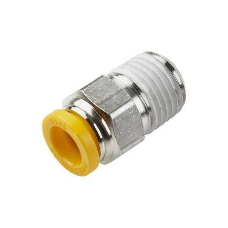 PARKER Push-to-Connect, Threaded Metric Metal Push-to-Connect Fitting, Brass, Silver W68PLP-4M-4R