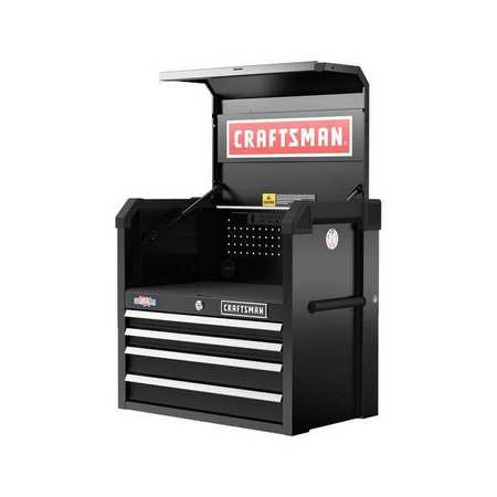 CRAFTSMAN S2000 Tool Chest W/ Light & Divider, 4 Drawer, Black, 26 in W x 16 in D x 24-1/2 in H CMST32642BK