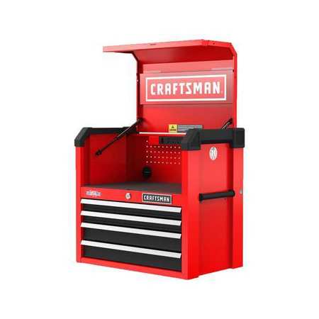 Craftsman S2000 Tool Chest W/ Light & Divider, 4 Drawer, Red, 26 in W x 16 in D x 24-1/2 in H CMST32642RB