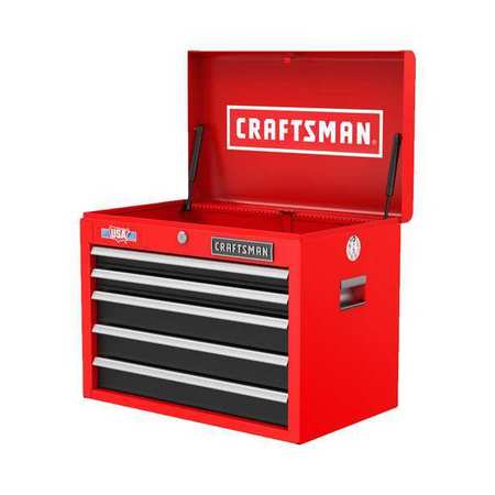 Craftsman S2000 Tool Chest, 5 Drawer, Black/Red, Metal, 26 in W x 16 in D x 19-3/4 in H CMST98263RB