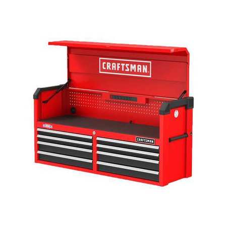 Craftsman S2000 Tool Chest W/ Light & Divider, 8 Drawer, Red, 54 in W x 19 in D x 27-1/2 in H CMST35282RB