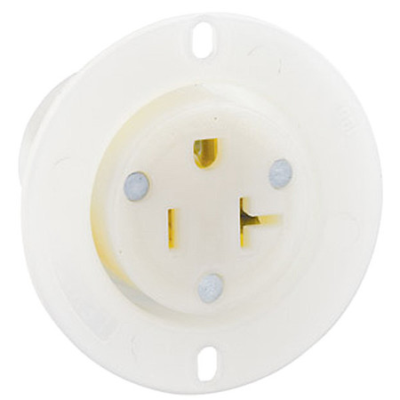 LEVITON Flanged Receptacle, 20 A Amps, 125VAC, Flanged Outlet, 5-20R, White 15379-C