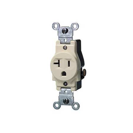 LEVITON Receptacle, 20 A Amps, 125VAC, Single Outlet, 5-20R, Ivory 5801-I
