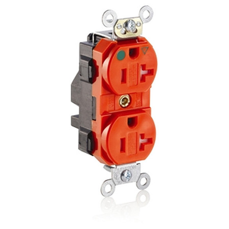 LEVITON Receptacle, 20 A Amps, 125VAC, Duplex Outlet, 5-20R, Orange MT830-IG