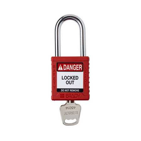 BRADY Padlock, 6 Pins, Red SDPL-RED-38ST-KD