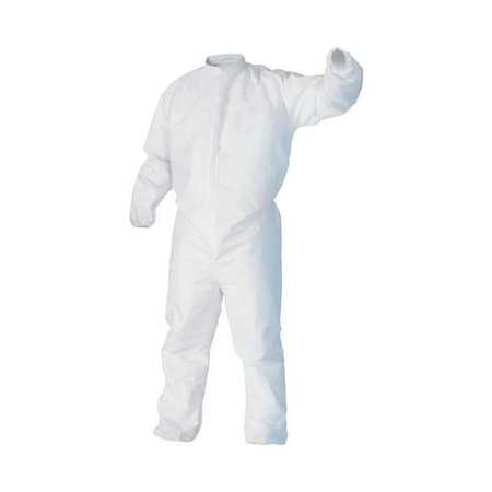 KIMTECH Cleanroom Coveralls, 25 PK, White, 100% Polypropylene Breathable SMS Fabric, Zipper 49831