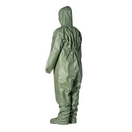 Tychem Hooded Coverall, 4 PK, Green, Tychem(R) 2000 SFR, Adhesive QS128TGRLG000400