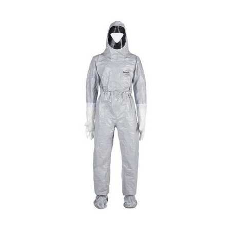 TYCHEM 6000 Hooded Coverall, Gray, Tychem(R) 6000, Hook-and-Loop TF611TGYMD000110