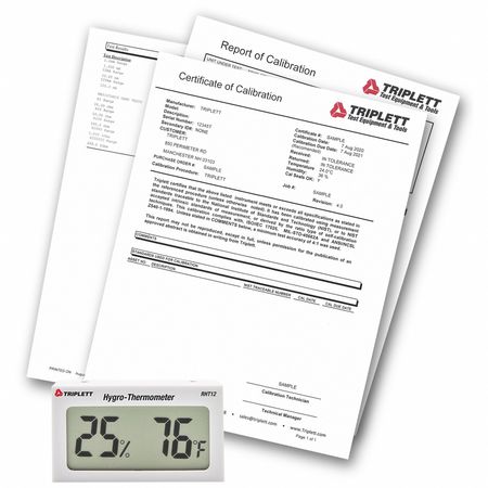 TRIPLETT Mini Hygro-Thermometer, 2.2" W, 1.3" H RHT12-NIST