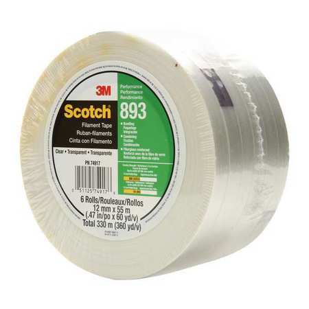 Scotch Filament Tape, 1/4"x180ft., PK72 893