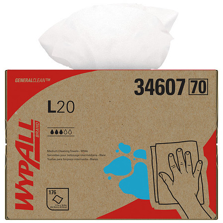 KIMBERLY-CLARK PROFESSIONAL Dry Wipe, 176ct., Brag Box, White 34607