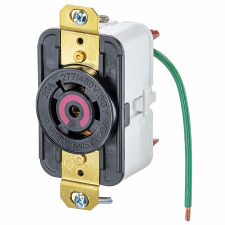 HUBBELL HBL2520ST - Twist-Lock® EdgeConnect™ Receptacle with Spring Termination, 20A, 277/480V, L22-20R, Black HBL2520ST
