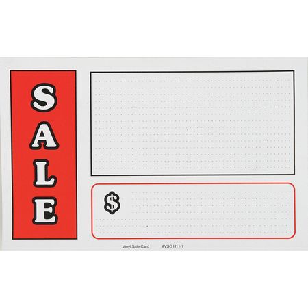 COLLIER METAL SPECIALTIES Sign Card, Sale, White, PK25 VSC H11-7