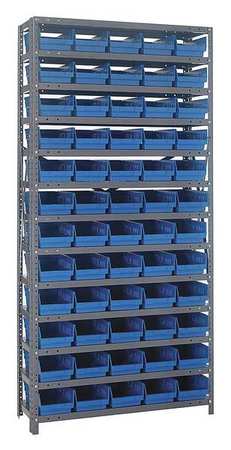 QUANTUM STORAGE SYSTEMS Steel Bin Shelving, 36 in W x 75 in H x 12 in D, 13 Shelves, Blue 1275-102BL