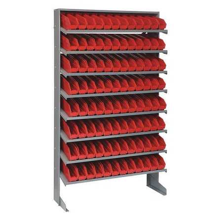 QUANTUM STORAGE SYSTEMS Steel Pick Rack, 36 in W x 60 in H x 12 in D, 8 Shelves, Red QPRS-100RD