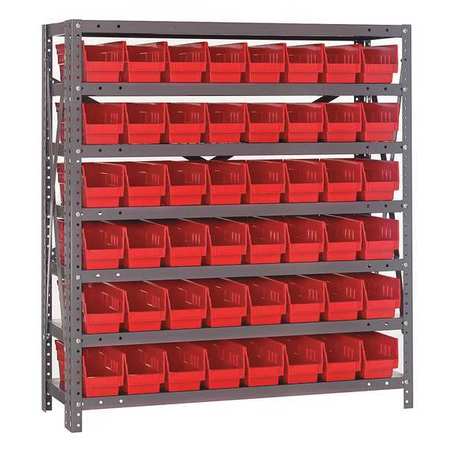QUANTUM STORAGE SYSTEMS Steel Bin Shelving, 36 in W x 39 in H x 18 in D, 7 Shelves, Red 1839-103RD