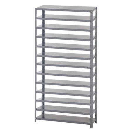 Quantum Storage Systems Steel Bin Shelving, 36 in W x 75 in H x 18 in D, 13 Shelves, Gray 1875-000