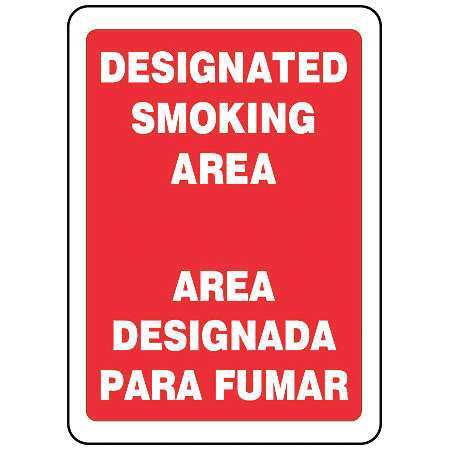 ACCUFORM Smoking Area Sign, 14 in Height, 10 in Width, Aluminum, Rectangle, English, Spanish SBMSMK403VA