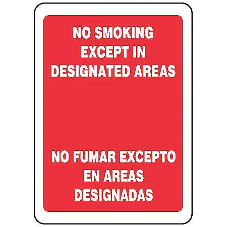 ACCUFORM No Smoking Sign, 14 in H, 10" W, Rectangle, English, Spanish, SBMSMK598VA SBMSMK598VA