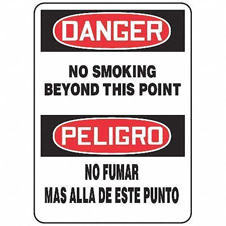ACCUFORM No Smoking Sign, 14 in H, 10" W, Vinyl, Rectangle, English, Spanish, SBMSMK019VS SBMSMK019VS