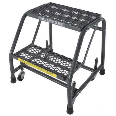 Ballymore 19 in H Steel Rolling Ladder, 2 Steps, 450 lb Load Capacity 218X