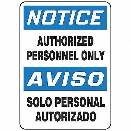 ACCUFORM Spanish-Bilingual Notice Sign, 14 in H, 10 in W, Aluminum, Rectangle, English, Spanish, SBMADC801VA SBMADC801VA