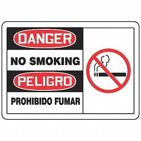 ACCUFORM No Smoking Sign, 7" H, 10" W, Plastic, Rectangle, English, Spanish, SBMSMK003MVP SBMSMK003MVP