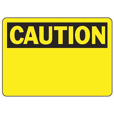 ACCUFORM Caution Sign, 10" W, 7" H, English, Plastic, Yellow, Legend Style: Blank MRBH607VP