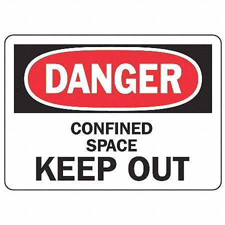 ACCUFORM Danger Sign, 7X10", R and BK/Wht, Al, Eng, Legend: Confined Space Keep Out MCSP108VA