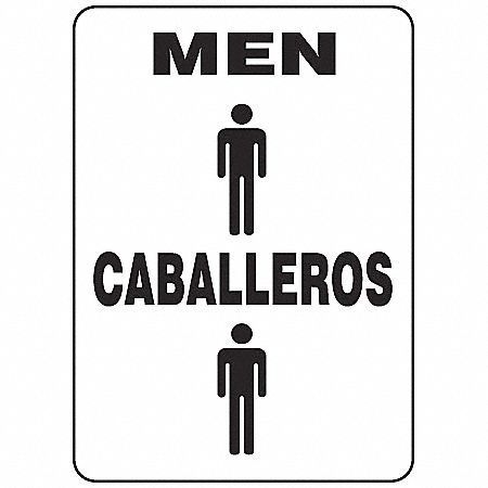ACCUFORM Spanish-Bilingual Restroom Sign, 14" Height, 10" Width, Plastic, Rectangle, English, Spanish SBMRST574VP