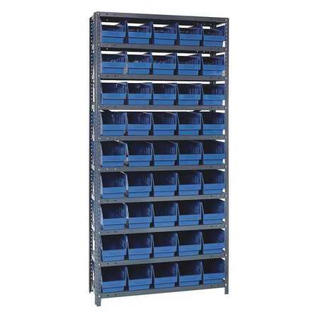 QUANTUM STORAGE SYSTEMS Steel Bin Shelving, 36 in W x 75 in H x 18 in D, 13 Shelves, Blue 1875-104BL