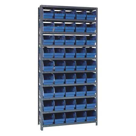 Quantum Storage Systems Steel Bin Shelving, 36 in W x 75 in H x 18 in D, 13 Shelves, Blue 1875-104BL