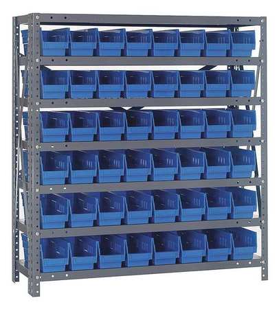 QUANTUM STORAGE SYSTEMS Steel Bin Shelving, 36 in W x 39 in H x 12 in D, 7 Shelves, Blue 1239-101BL