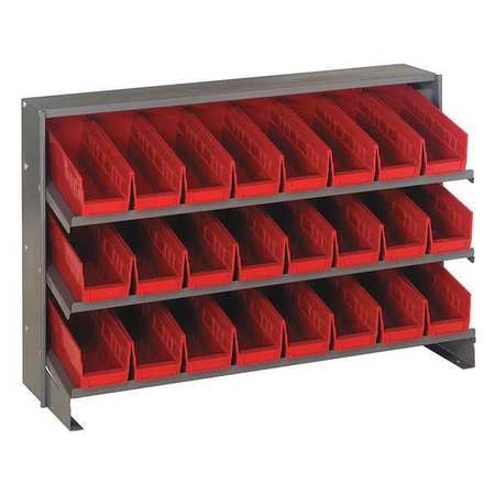 QUANTUM STORAGE SYSTEMS Steel Bench Pick Rack, 36 in W x 21 in H x 12 in D, 3 Shelves, Red QPRHA-101RD