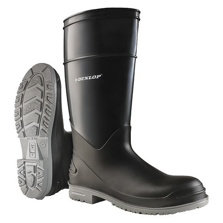 DUNLOP Knee Boots, Size 11, 16" H, Black, Plain, PR 8968000