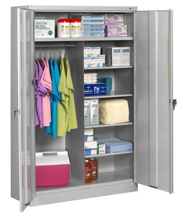 Tennsco 20/22 ga. ga. Carbon Steel Storage Cabinet, 48 in W, 78 in H, Stationary J2478SUC LIGHT GREY