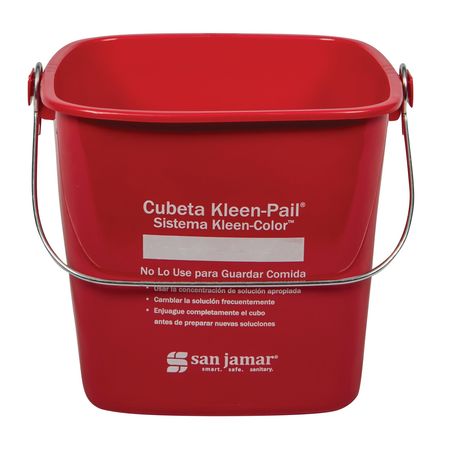 San Jamar Square Cleaning Bucket, Red, Plastic KP196KCRDGR