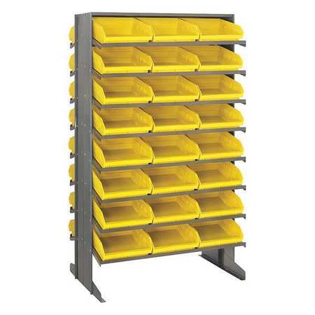 QUANTUM STORAGE SYSTEMS Steel Pick Rack, 36 in W x 60 in H x 24 in D, 16 Shelves, Yellow QPRD-109YL
